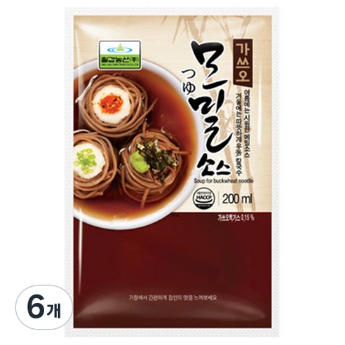 모밀 소스 파우치, 200ml, 6개
