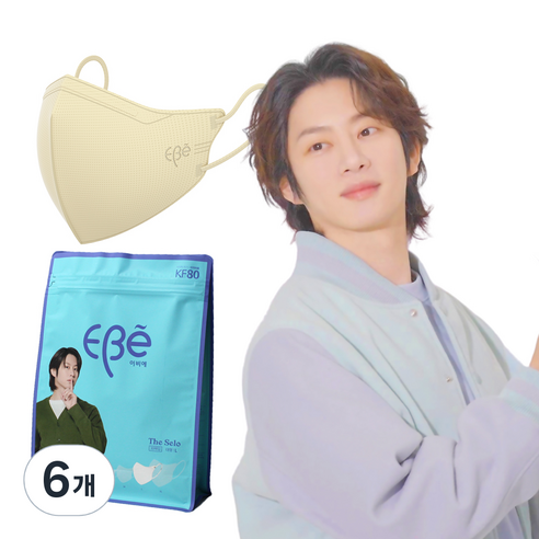 이비에 더세로 새부리형 대형 마스크 성인용 KF80, 30개입, 6개, 아이보리