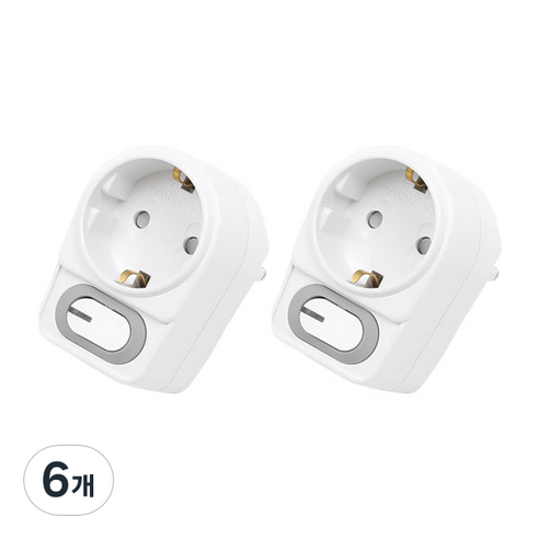 에코파워탭 절전형 LED L자 멀티탭 1구, 화이트, 6개