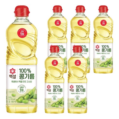 백설 콩기름, 500ml, 6개