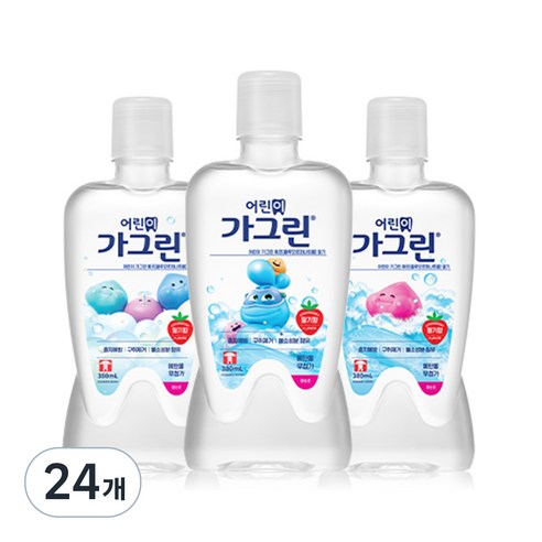 가그린 어린이용 딸기향 구강청결제 랜덤발송, 380ml, 24개