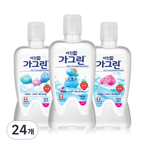 가그린 어린이용 구강세정제 딸기향 이미지 랜덤발송, 380ml, 24개