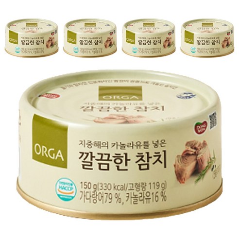 올가홀푸드 깔끔한 참치 통조림, 150g, 5개