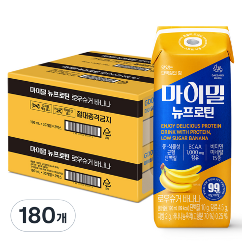 마이밀 뉴프로틴 로우슈거 바나나 드링크믹스RTD, 190ml, 180개