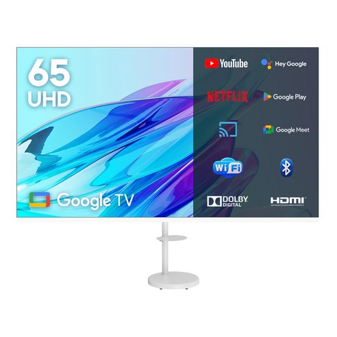 이노스 4K UHD 구글 3.0 화이트에디션 스마트 TV + 대형 삼탠바이미 티비 스탠드 삼텐바이미 TV 거치대 FS-30 화이트 세트, 65인치, 벽걸이형, 방문설치