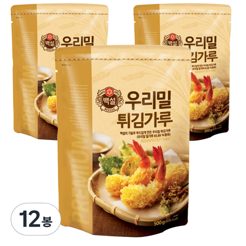 [백설] 우리밀 튀김가루, 500g, 12개