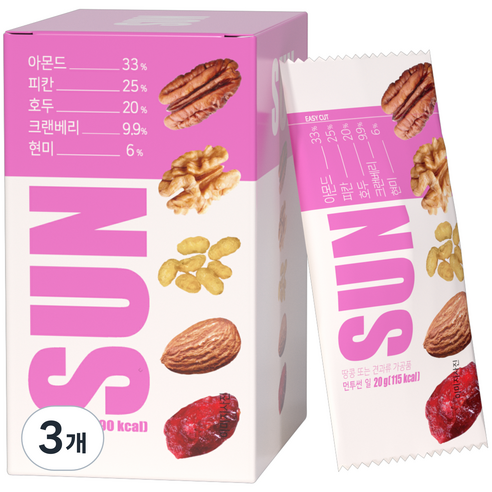 바프 먼투썬 매일견과 일 6p, 120g, 3개