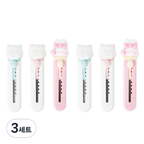 인디케이 귀요미 미니칼 3종 x 2p 세트, 혼합색상, 3세트