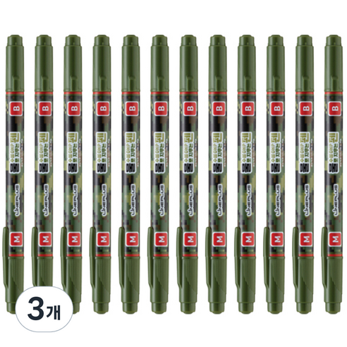라인플러스 OHP펜 1mm 물펜MF 3.0mm 12p, 적색, 3개