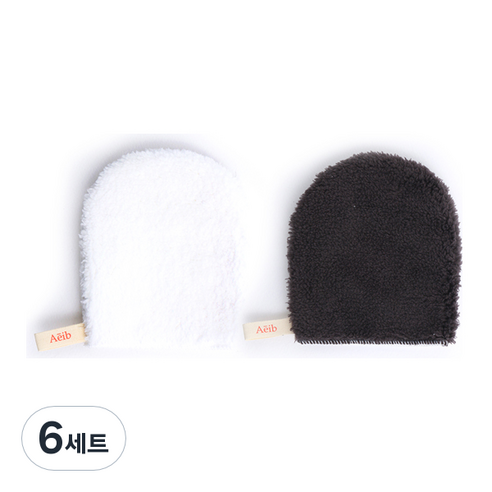 에이브 클렌징 글러브 2종 세트, 6세트, 화이트, 블랙