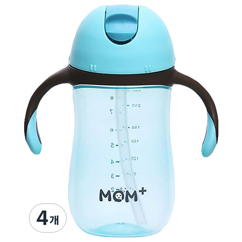 맘플러스 빨대컵 260ml, 블루, 4개