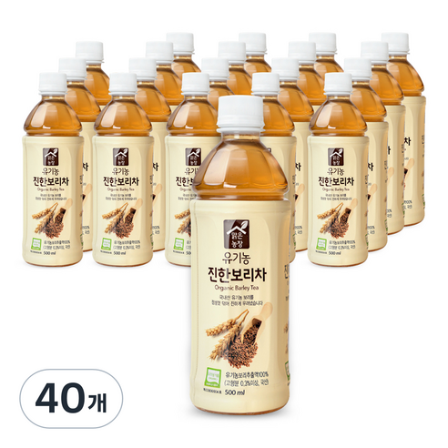 맑은농장 유기농 진한 보리차음료, 500ml, 40개