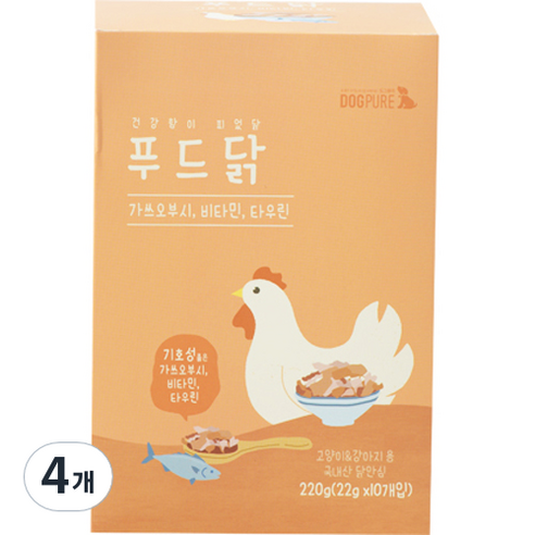 도그퓨어 강아지 고양이 푸드닭 간식 22g x 10p, 오리지널, 220g, 4개