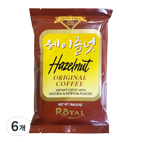 로얄 헤이즐넛향 인스턴트 커피, 227g, 1개입, 6개