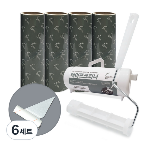 홈앤미 초강력 사선 컷팅 테이프크리너 핸들 본품 세트 + 리필 60회분 3p, 6세트