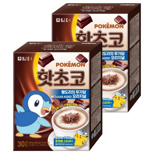 담터 포켓몬 팽도리의 무가당 오리지널 핫초코, 20g, 30개입, 2개
