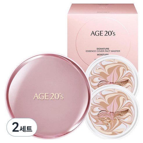 에이지투웨니스 시그니처 에센스 커버 파운데이션 팩트 마스터 모이스처 케이스 14g 1p + 리필 14g 2p, 21호, 2개