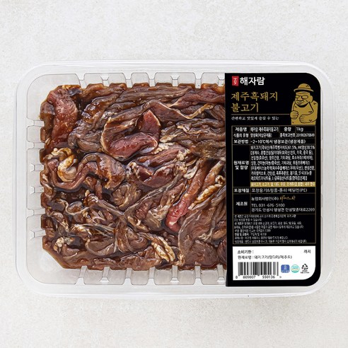 해자람 제주흑돼지 양념불고기, 1kg, 1개