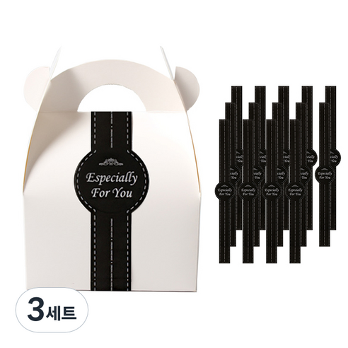 피크닉하우스 케익선물상자 중 15p + 블랙원띠지 15p, 화이트, 3세트