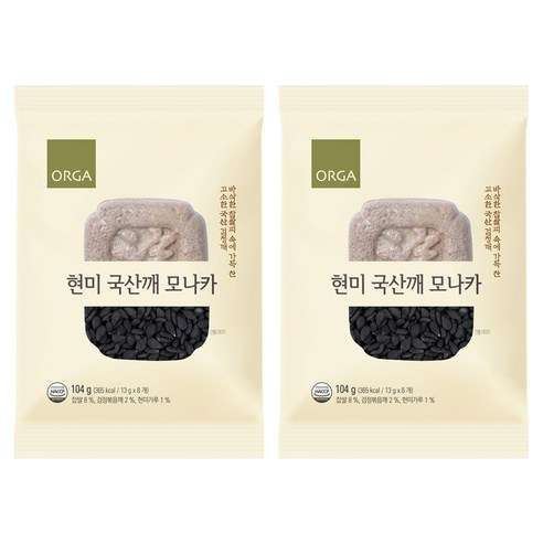 올가홀푸드 현미 국산깨 모나카, 104g, 2개