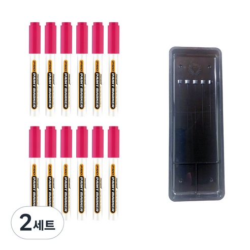 모나미 프로 페인트마카 핑크 12p + 매표 펜접시 C형, 2세트