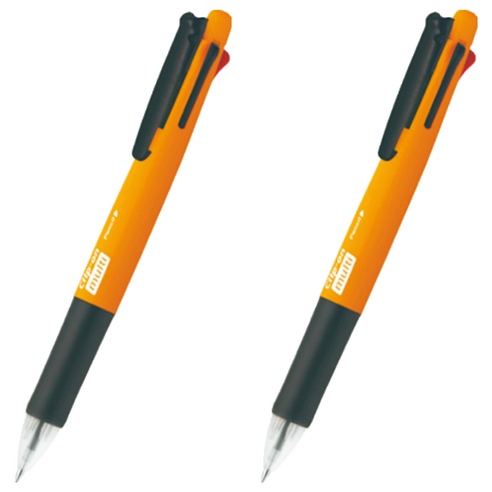 제브라 클립온 멀티 네온 4색 볼펜 0.7mm + 0.5mm 샤프 세트, 네온오렌지, 2세트