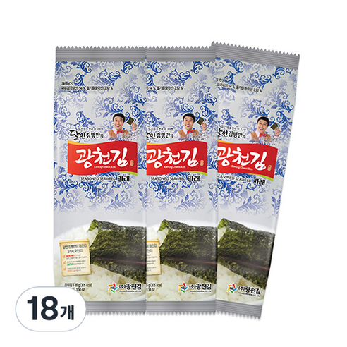광천김 달인 김병만의 대용량 파래 식탁김, 55g, 18개