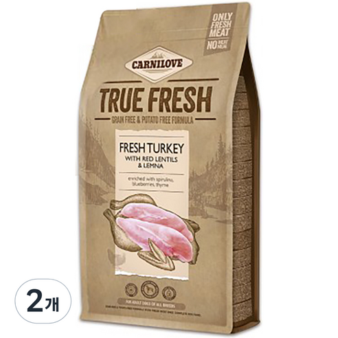 카니러브 어덜트 트루 프레시 강아지 사료, 칠면조, 1.4kg, 2개