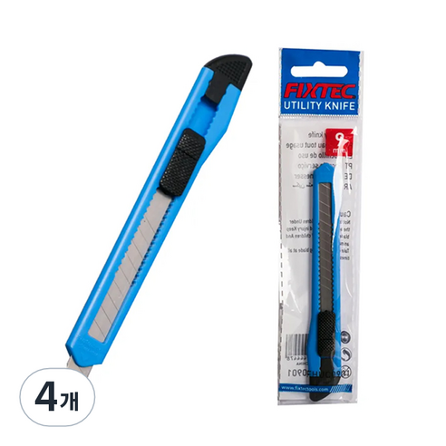 픽스텍 휴대용 다용도 커터칼 9mm FHUC0901, 4개, 블루