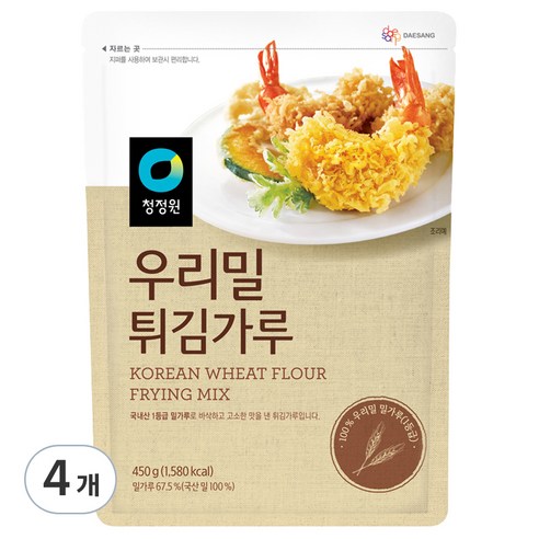 청정원 우리밀 튀김가루, 450g, 4개