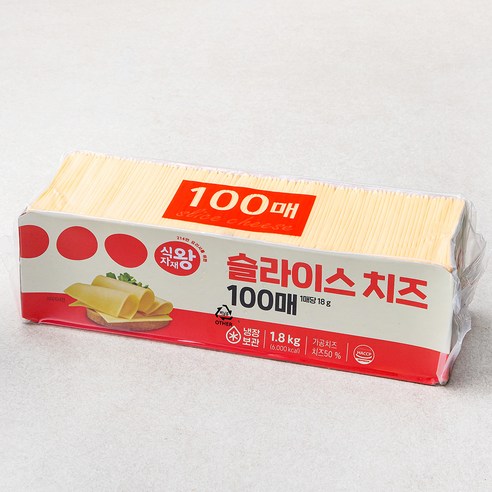 식자재왕 슬라이스 치즈 100매입, 1.8kg, 1개