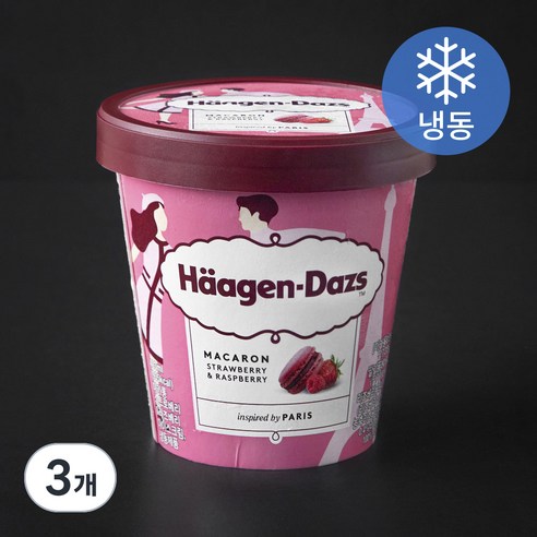 하겐다즈 마카롱 스트로베리 & 라즈베리 아이스크림 (냉동), 403ml, 1개입, 3개
