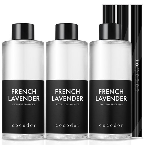 코코도르 디퓨저 리필액 3개 + 리드스틱 15개입, 프렌치라벤더, 200ml