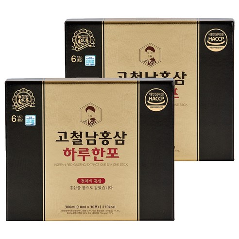 고철남홍삼 하루한포 홍삼 스틱, 30회분, 300ml, 2개