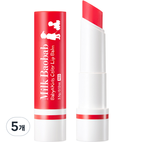 밀크바오밥 베이비 앤 키즈 컬러 립밤 3.5g, 레드, 5개