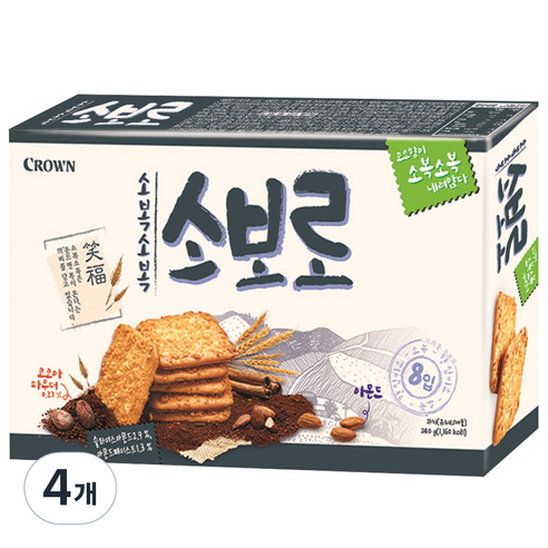 크라운 소복소복 소보로 과자, 240g, 4개