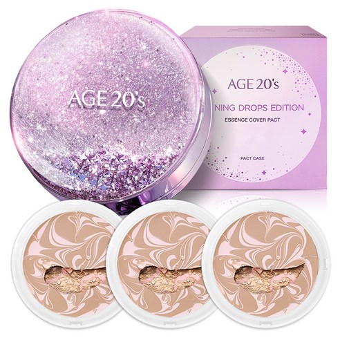 에이지투웨니스 샤이닝드롭 팩트 에디션 케이스 + 리필 12.5g x 3p 세트, 21호(핑크라떼), 1세트