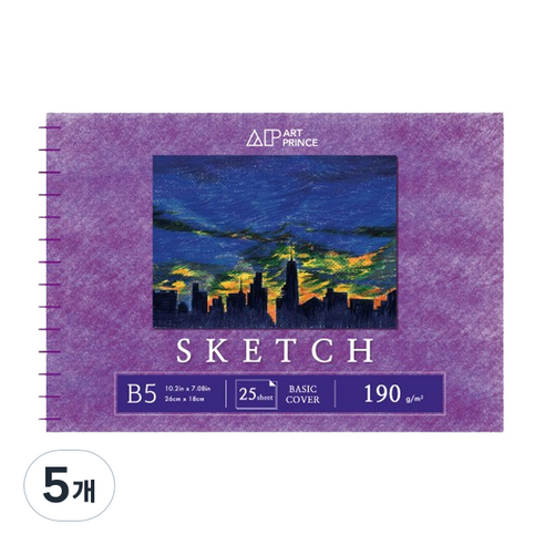 두성 아트프린스 스케치 스프링 스케치북 190g S04, B5, 25매, 5개
