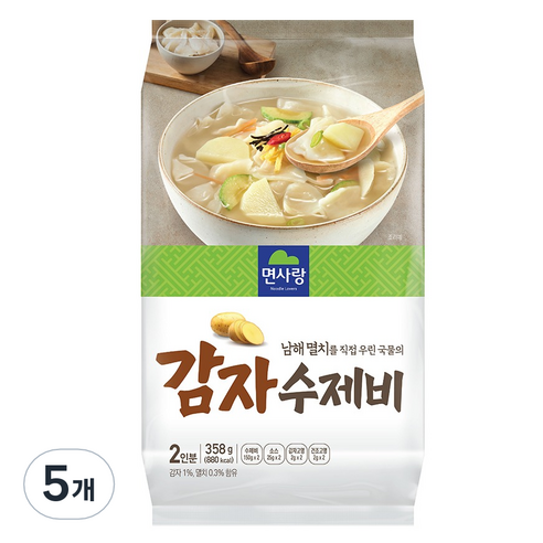 면사랑 남해멸치 감자 수제비 2p, 358g, 5개