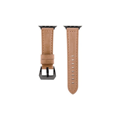 비쉐르 애플워치 3/4/5 펜타곤 버클 레더 밴드 (38/40mm 호환 가능), 버클(블랙), 스트랩(베이지), 1세트