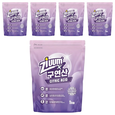 슈가버블 지움 분말 구연산, 1kg, 5개