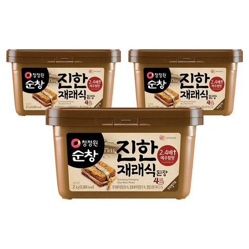 청정원순창 진한 재래식 된장, 2kg, 3개