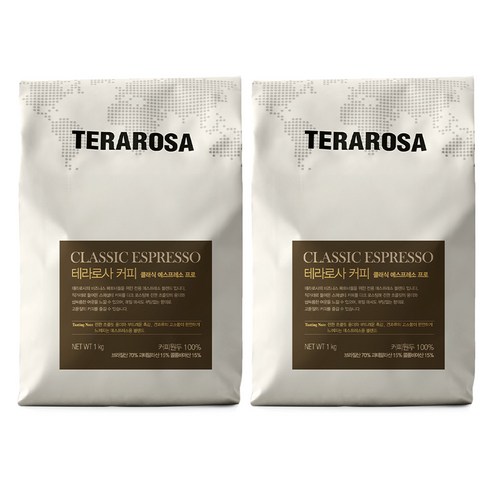 테라로사 클래식 에스프레소 프로 원두커피, 1kg, 2개, 홀빈(분쇄안함)