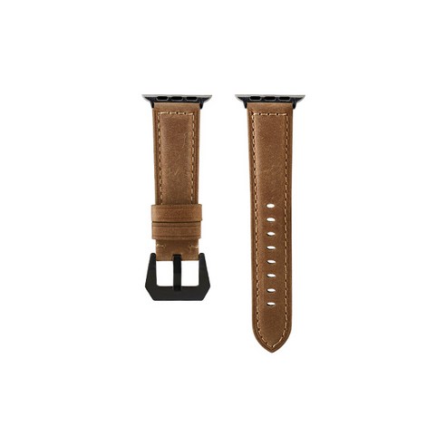 비쉐르 애플워치 3/4/5 펜타곤 버클 레더 밴드 (38/40mm 호환 가능), 버클(블랙), 스트랩(브라운), 1세트