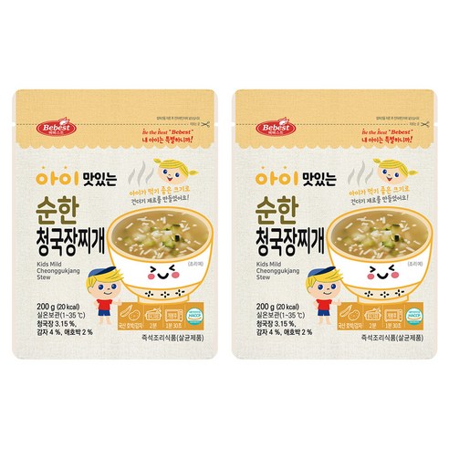 베베스트 유아용 아이 맛있는 순한 청국장찌개, 200g, 2개