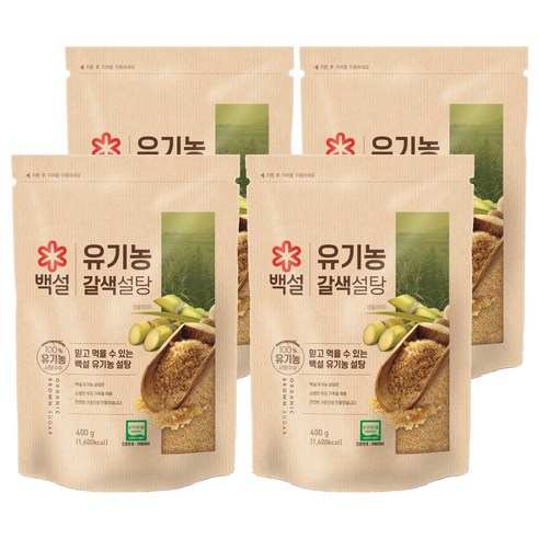 백설 유기농 갈색설탕, 400g, 4개