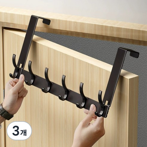 오마땅 문옷걸이 도어행거, 블랙, 3개