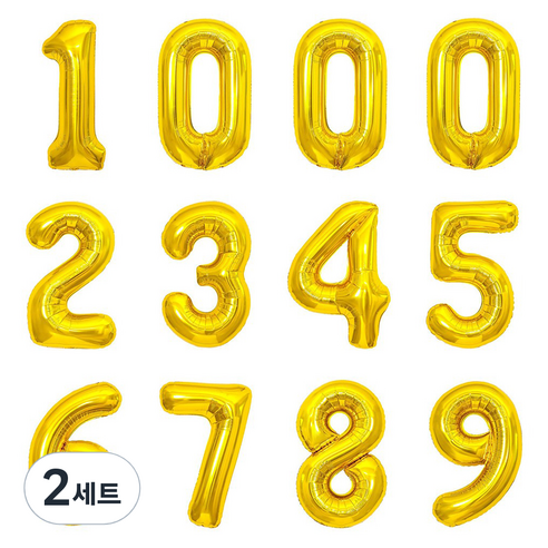 파티아일랜드 숫자 호일 풍선 12p 세트 40cm, 골드, 2세트