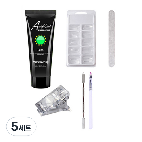에스떼오뜨젠 야광 폴리젤 네일 인조 손톱 연장 재료 세트 LU03, 5종, 5세트