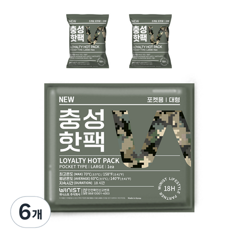 NEW 충성핫팩 포켓용 대형 150g 5개입, 6개